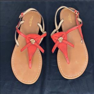 Coach sandals tan and orange